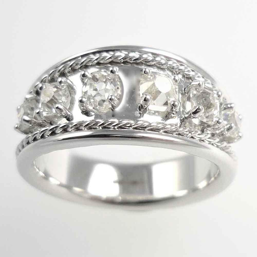 Diamond bombe ring in white gold