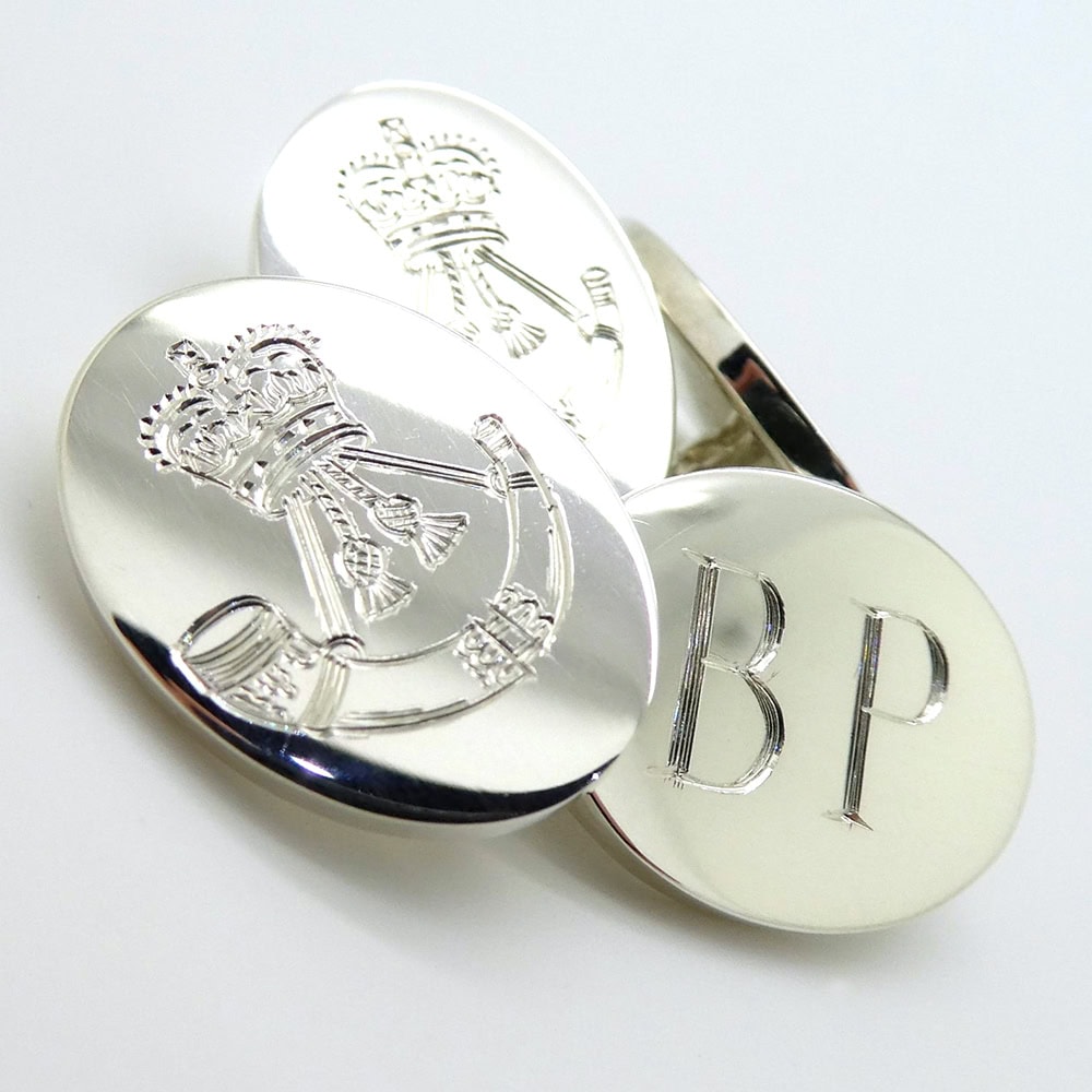 Regimental silver and gold hand engraved cufflinks