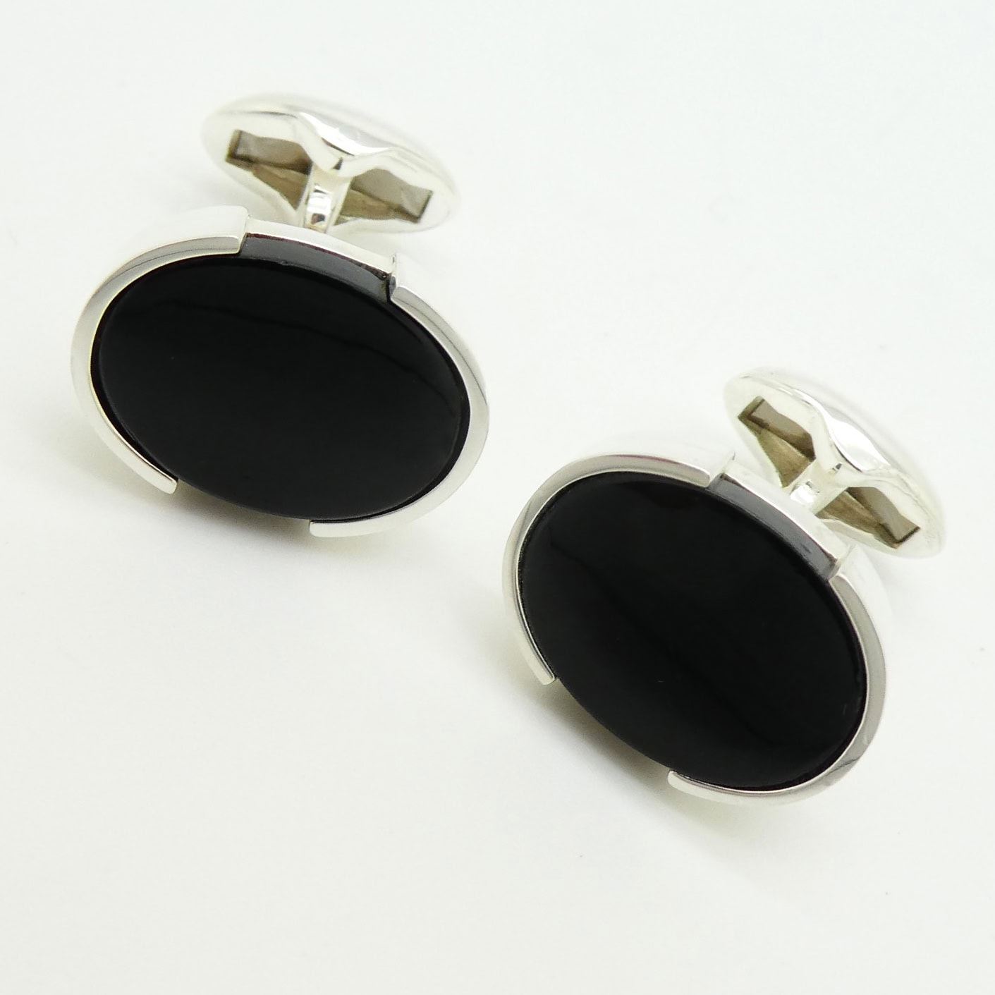 Silver Black Onyx set cufflinks