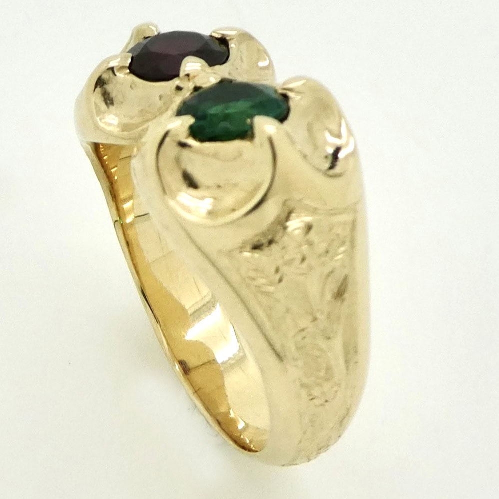 Bespoke men's gold and gem set dress ring