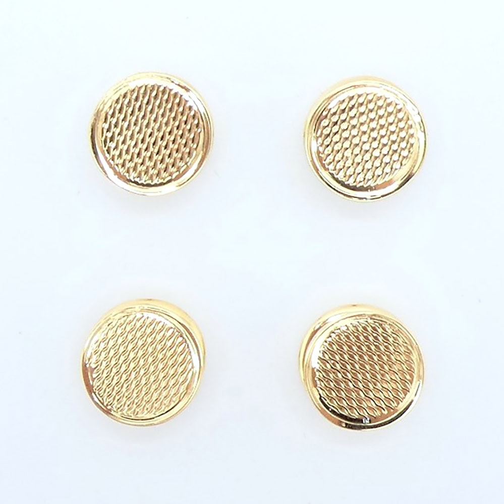 Engine turned 9 carat yellow gold dress studs