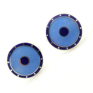 Silver & enamel large round cufflinks